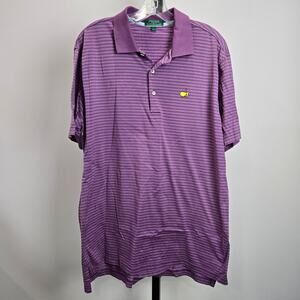 Masters Peter Millar Short Sleeve Polo Shirt Performance Cotton Purple Yellow L